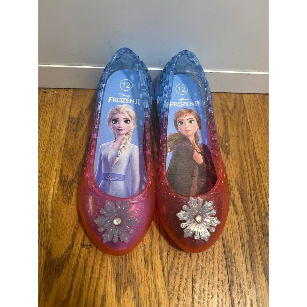 Disney Frozen 2 Elsa Anna Ombre Glitter Jelly Shoes Girls Size 12 Snowflake
